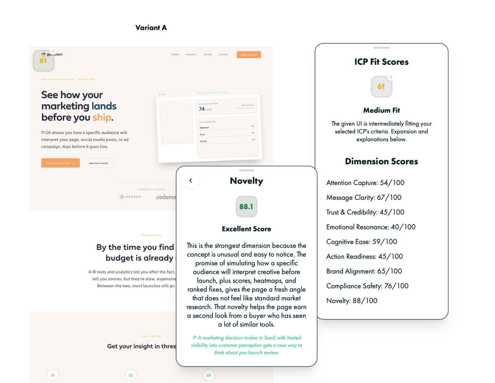 P/26 results — an ICP fit score with nine dimension scores